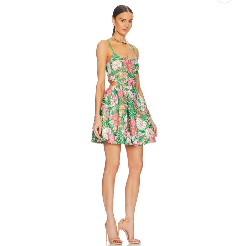 Revolve - Elliatt Mikaela Dress in Pink and Green